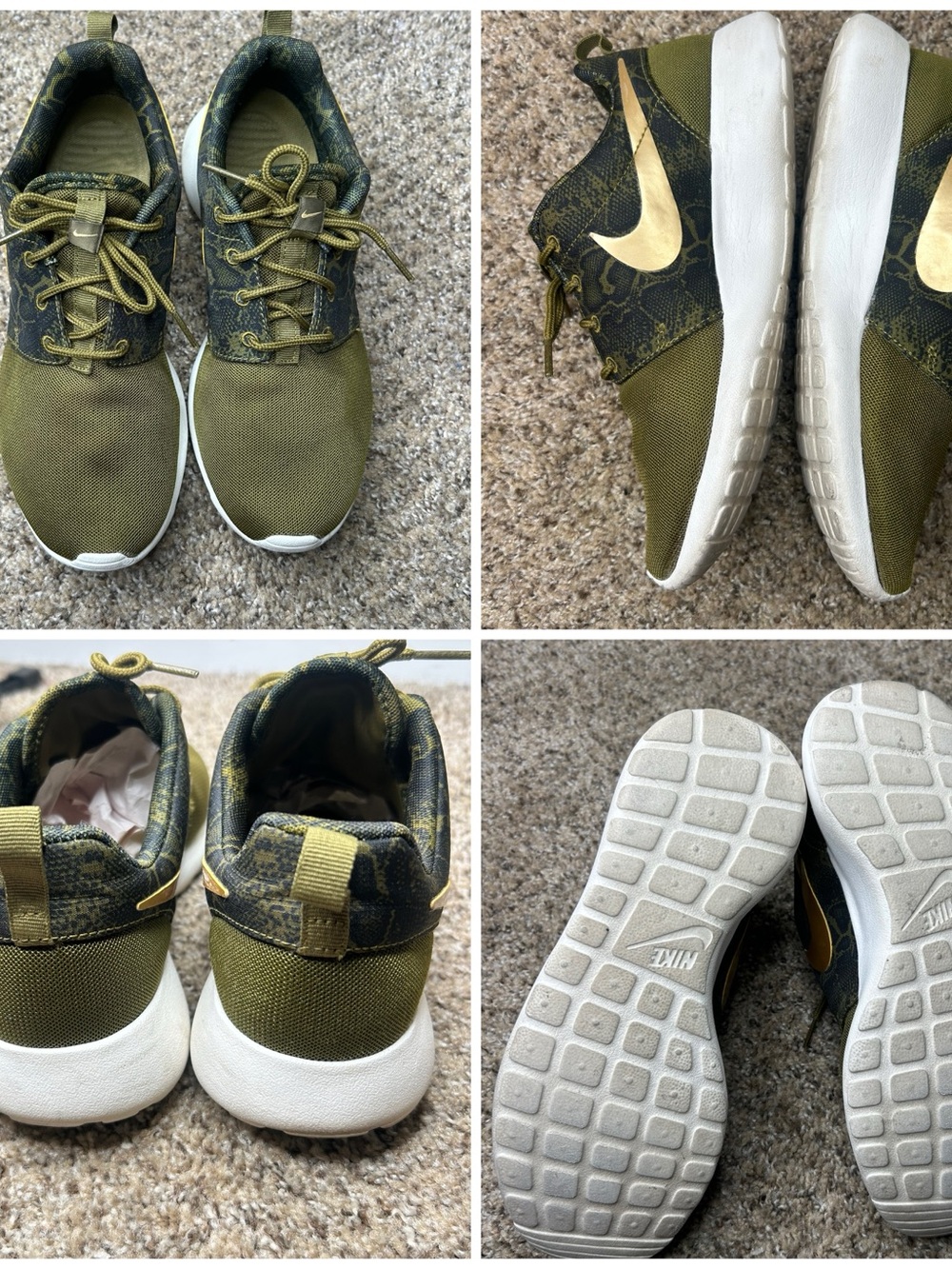 Nike Roshe Green Gold